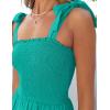 image:imageZESICA Womens 2026 Summer Boho Spaghetti Strap Square Neck Solid Color Ruffle A Line Beach Long Maxi DressPeacock