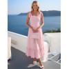image:imageZESICA Womens 2026 Summer Boho Spaghetti Strap Square Neck Solid Color Ruffle A Line Beach Long Maxi DressPink