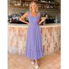 image:imageZESICA Womens 2026 Summer Boho Spaghetti Strap Square Neck Solid Color Ruffle A Line Beach Long Maxi DressPurple