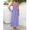 image:imageZESICA Womens 2026 Summer Boho Spaghetti Strap Square Neck Solid Color Ruffle A Line Beach Long Maxi DressPurple