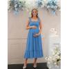 image:imageZESICA Womens 2026 Summer Boho Spaghetti Strap Square Neck Solid Color Ruffle A Line Beach Long Maxi DressRoyalblue