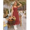 image:imageZESICA Womens 2026 Summer Boho Spaghetti Strap Square Neck Solid Color Ruffle A Line Beach Long Maxi DressRust