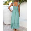 image:imageZESICA Womens 2026 Summer Boho Spaghetti Strap Square Neck Solid Color Ruffle A Line Beach Long Maxi DressSage