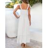 image:imageZESICA Womens 2026 Summer Boho Spaghetti Strap Square Neck Solid Color Ruffle A Line Beach Long Maxi DressWhite
