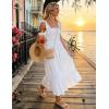 image:imageZESICA Womens 2026 Summer Boho Spaghetti Strap Square Neck Solid Color Ruffle A Line Beach Long Maxi DressWhite