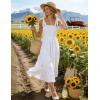 image:imageZESICA Womens 2026 Summer Boho Spaghetti Strap Square Neck Solid Color Ruffle A Line Beach Long Maxi DressWhite