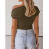 image:imageZESICA Womens 2026 Summer Off Shoulder Tops Going Out Sexy Y2k Shirts Spring Cap Sleeve Ruched Asymmetrical BlousesArmy Green
