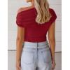 image:imageZESICA Womens 2026 Summer Off Shoulder Tops Going Out Sexy Y2k Shirts Spring Cap Sleeve Ruched Asymmetrical BlousesBurgundy