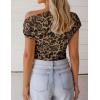image:imageZESICA Womens 2026 Summer Off Shoulder Tops Going Out Sexy Y2k Shirts Spring Cap Sleeve Ruched Asymmetrical BlousesLeopard