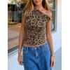 image:imageZESICA Womens 2026 Summer Off Shoulder Tops Going Out Sexy Y2k Shirts Spring Cap Sleeve Ruched Asymmetrical BlousesLeopard