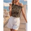image:imageZESICA Womens 2026 Summer Off Shoulder Tops Going Out Sexy Y2k Shirts Spring Cap Sleeve Ruched Asymmetrical BlousesLeopard