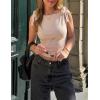 image:imageZESICA Womens Summer Going Out Tank Tops 2026 Trendy Casual Sleeveless Tie Shoulder Boat Neck Ruch Fitted Crop Y2k ShirtsApricot