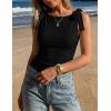image:imageZESICA Womens Summer Going Out Tank Tops 2026 Trendy Casual Sleeveless Tie Shoulder Boat Neck Ruch Fitted Crop Y2k ShirtsBlack
