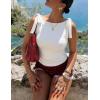 image:imageZESICA Womens Summer Going Out Tank Tops 2026 Trendy Casual Sleeveless Tie Shoulder Boat Neck Ruch Fitted Crop Y2k ShirtsWhite