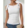 image:imageZESICA Womens Summer Going Out Tank Tops 2026 Trendy Casual Sleeveless Tie Shoulder Boat Neck Ruch Fitted Crop Y2k ShirtsWhite