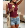 image:imageZESICA Womens Summer Going Out Tank Tops 2026 Trendy Casual Sleeveless Tie Shoulder Boat Neck Ruch Fitted Crop Y2k ShirtsWine Red