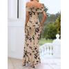 image:imageZESICA Womens Summer Off Shoulder Floral Bodycon Maxi Dress 2026 Ruched Elegant Formal Cocktail Wedding Guest Long DressesLight Khaki
