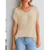 image:imageZESICA Summer Short Sleeve Sweater for Women 2026 Casual V Neck Oversized Sweater Vest Lightweight Knit Pullover TopsApricot