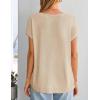 image:imageZESICA Summer Short Sleeve Sweater for Women 2026 Casual V Neck Oversized Sweater Vest Lightweight Knit Pullover TopsApricot