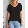 image:imageZESICA Summer Short Sleeve Sweater for Women 2026 Casual V Neck Oversized Sweater Vest Lightweight Knit Pullover TopsBlack