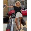 image:imageZESICA Summer Short Sleeve Sweater for Women 2026 Casual V Neck Oversized Sweater Vest Lightweight Knit Pullover TopsBlack