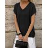 image:imageZESICA Summer Short Sleeve Sweater for Women 2026 Casual V Neck Oversized Sweater Vest Lightweight Knit Pullover TopsBlack
