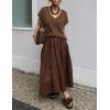 image:imageZESICA Summer Short Sleeve Sweater for Women 2026 Casual V Neck Oversized Sweater Vest Lightweight Knit Pullover TopsBrown
