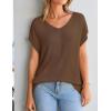 image:imageZESICA Summer Short Sleeve Sweater for Women 2026 Casual V Neck Oversized Sweater Vest Lightweight Knit Pullover TopsBrown