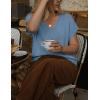 image:imageZESICA Summer Short Sleeve Sweater for Women 2026 Casual V Neck Oversized Sweater Vest Lightweight Knit Pullover TopsDustyblue