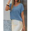 image:imageZESICA Summer Short Sleeve Sweater for Women 2026 Casual V Neck Oversized Sweater Vest Lightweight Knit Pullover TopsDustyblue