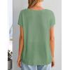 image:imageZESICA Summer Short Sleeve Sweater for Women 2026 Casual V Neck Oversized Sweater Vest Lightweight Knit Pullover TopsGreen