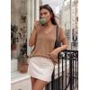 image:imageZESICA Summer Short Sleeve Sweater for Women 2026 Casual V Neck Oversized Sweater Vest Lightweight Knit Pullover TopsKhaki