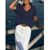 image:imageZESICA Summer Short Sleeve Sweater for Women 2026 Casual V Neck Oversized Sweater Vest Lightweight Knit Pullover TopsNavy