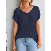 image:imageZESICA Summer Short Sleeve Sweater for Women 2026 Casual V Neck Oversized Sweater Vest Lightweight Knit Pullover TopsNavy
