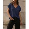 image:imageZESICA Summer Short Sleeve Sweater for Women 2026 Casual V Neck Oversized Sweater Vest Lightweight Knit Pullover TopsNavy