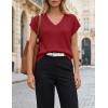 image:imageZESICA Summer Short Sleeve Sweater for Women 2026 Casual V Neck Oversized Sweater Vest Lightweight Knit Pullover TopsRed