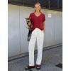 image:imageZESICA Summer Short Sleeve Sweater for Women 2026 Casual V Neck Oversized Sweater Vest Lightweight Knit Pullover TopsRed