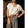 image:imageZESICA Summer Short Sleeve Sweater for Women 2026 Casual V Neck Oversized Sweater Vest Lightweight Knit Pullover TopsWhite