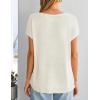 image:imageZESICA Summer Short Sleeve Sweater for Women 2026 Casual V Neck Oversized Sweater Vest Lightweight Knit Pullover TopsWhite
