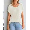 image:imageZESICA Summer Short Sleeve Sweater for Women 2026 Casual V Neck Oversized Sweater Vest Lightweight Knit Pullover TopsWhite