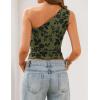 image:imageZESICA Womens Summer One Shoulder Going Out Tops 2026 Trendy Sleeveless Fitted Fashion Floral Y2K ShirtsArmygreen