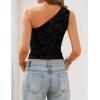 image:imageZESICA Womens Summer One Shoulder Going Out Tops 2026 Trendy Sleeveless Fitted Fashion Floral Y2K ShirtsBlack