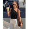 image:imageZESICA Womens Summer One Shoulder Going Out Tops 2026 Trendy Sleeveless Fitted Fashion Floral Y2K ShirtsBlack