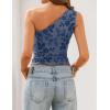 image:imageZESICA Womens Summer One Shoulder Going Out Tops 2026 Trendy Sleeveless Fitted Fashion Floral Y2K ShirtsDustyblue