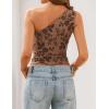 image:imageZESICA Womens Summer One Shoulder Going Out Tops 2026 Trendy Sleeveless Fitted Fashion Floral Y2K ShirtsKhaki