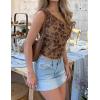 image:imageZESICA Womens Summer One Shoulder Going Out Tops 2026 Trendy Sleeveless Fitted Fashion Floral Y2K ShirtsKhaki