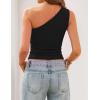 image:imageZESICA Womens Summer One Shoulder Going Out Tops 2026 Trendy Sleeveless Fitted Fashion Floral Y2K ShirtsSolidblack