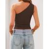 image:imageZESICA Womens Summer One Shoulder Going Out Tops 2026 Trendy Sleeveless Fitted Fashion Floral Y2K ShirtsSolidbrown