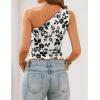 image:imageZESICA Womens Summer One Shoulder Going Out Tops 2026 Trendy Sleeveless Fitted Fashion Floral Y2K ShirtsWhite