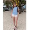 image:imageZESICA Womens Summer Wool Blend Short Sleeve Sweater Top 2026 Business Casual Lightweight Trendy Tank TopsBlue